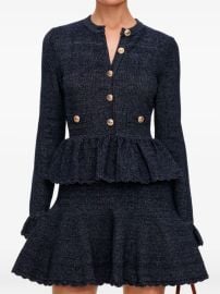 Self-Portrait Navy textured-knit Mini Dress | Blue | FARFETCH at Farfetch